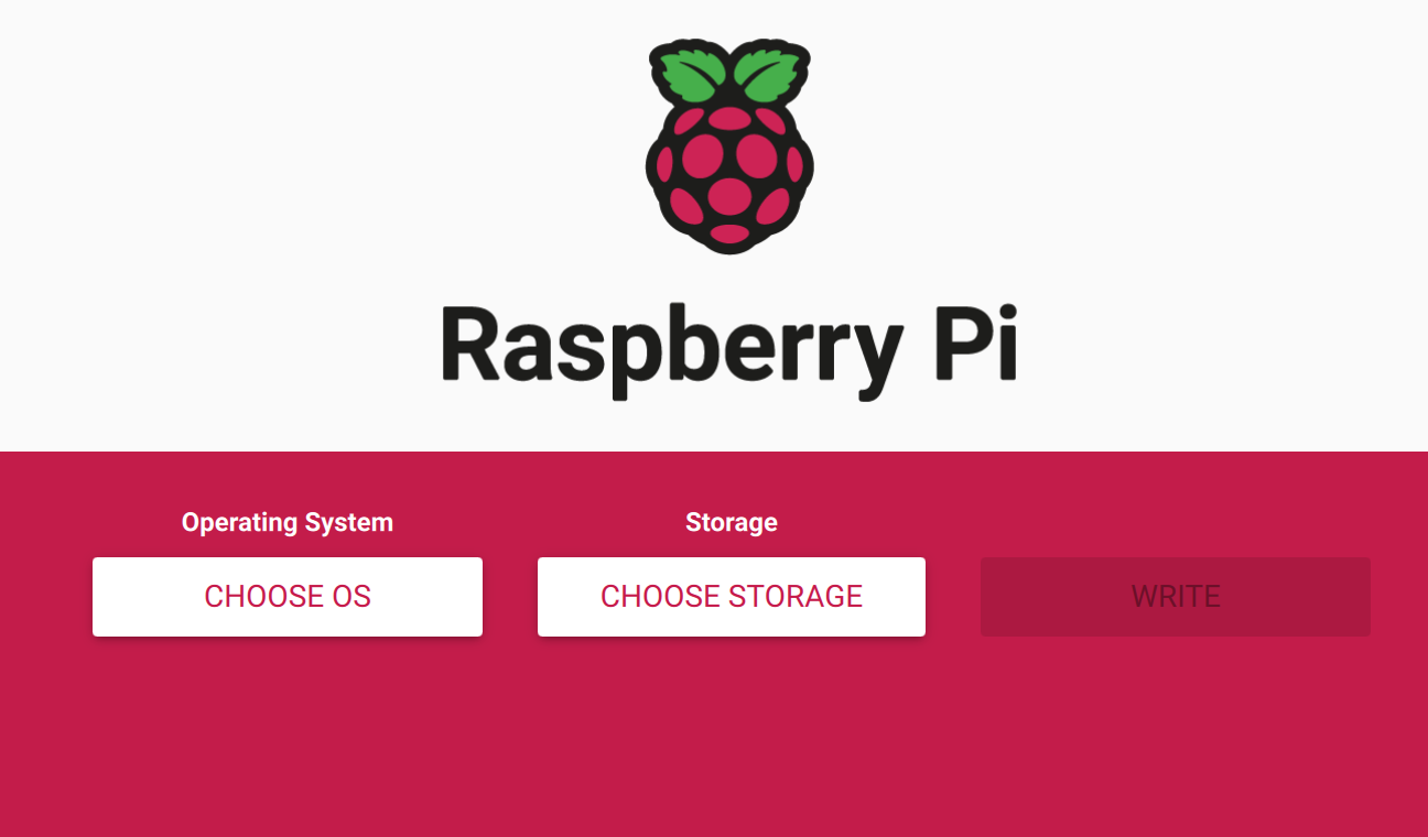 Raspberry Pi Imager launch page