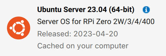 Ubuntu Server 23.04 64bit selected